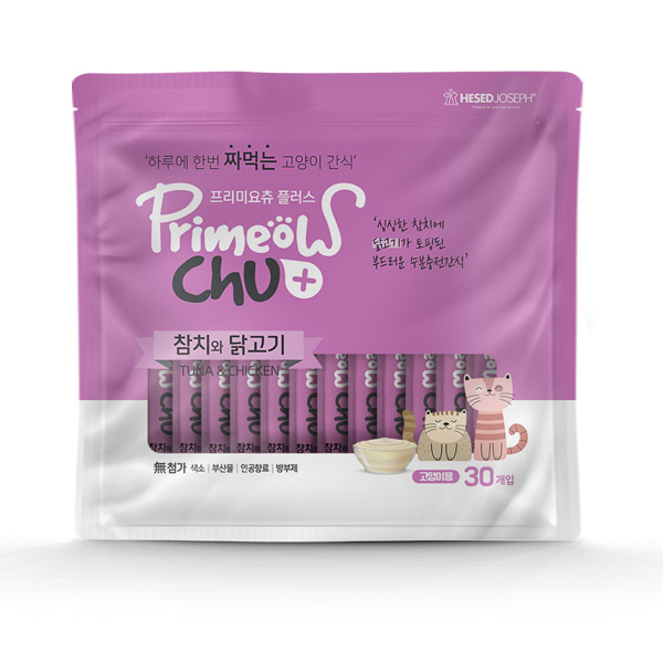 프리미요츄 - 플러스 짜먹는 고양이간식 츄루 (참치와 닭고기) 30p