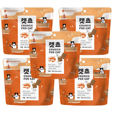 네츄럴코어 - 고양이 스낵 캣쵸 새우 60g x 5개 묶음셋트