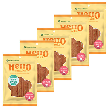 네츄럴코어 - 헬로스낵 소프트 닭가슴살 40g x 5개묶음