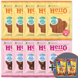 네츄럴코어 - 헬로스낵 소프트 혼합 10개 (닭가슴살 5 + 닭모래집 5) + 사은품(만도스페샬푸드4p 2개)