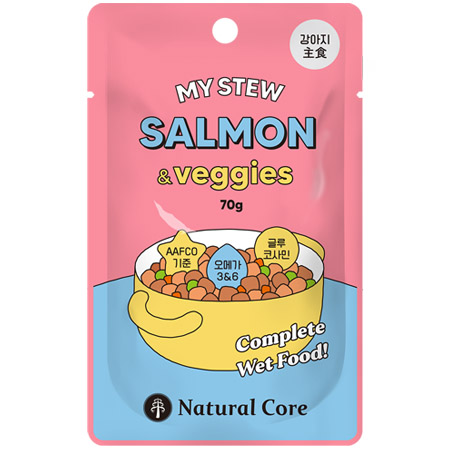 네츄럴코어 - 강아지 주식 파우치 마이스튜 연어&야채 70g x 14개 묶음셋트
