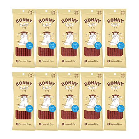 네츄럴코어 - 보니캣 소고기 져키 20g x 10개 묶음 (고양이용)