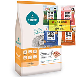 피니키 - 고양이용 더 컴플리트32 치킨&덕 6kg + [사은품] 캣쵸10g 4개